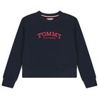 Girls Navy Blue Logo Sweatshirt, 1, hi-res