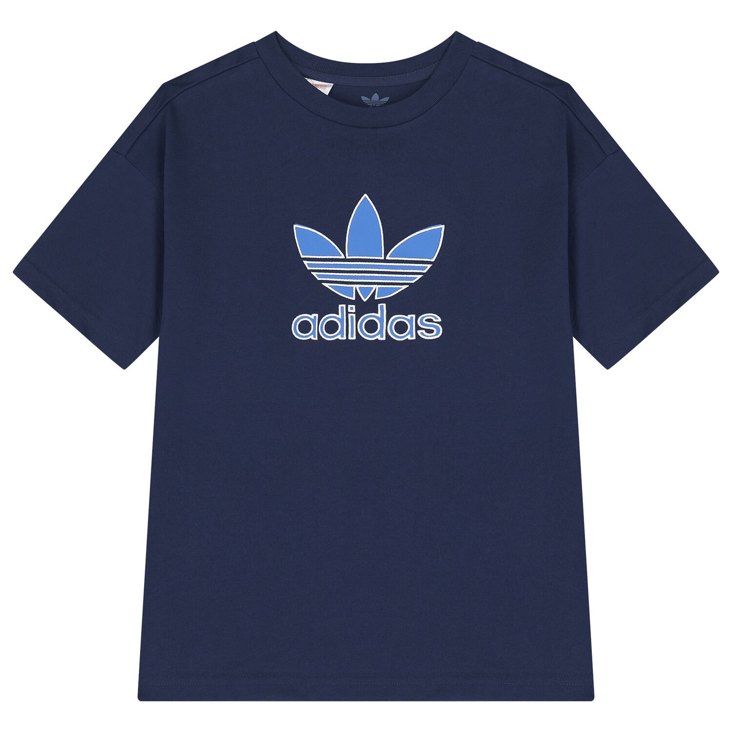 تيشيرت واسع بشعار تريفويل باللون الكحلي, 1, hi-res