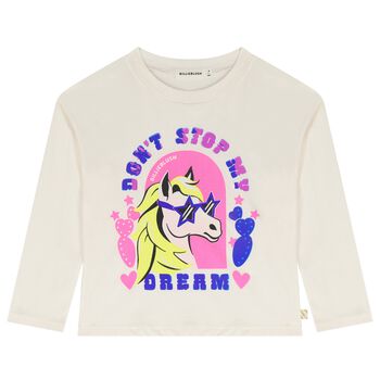 Girls Ivory Pony Long Sleeve Top