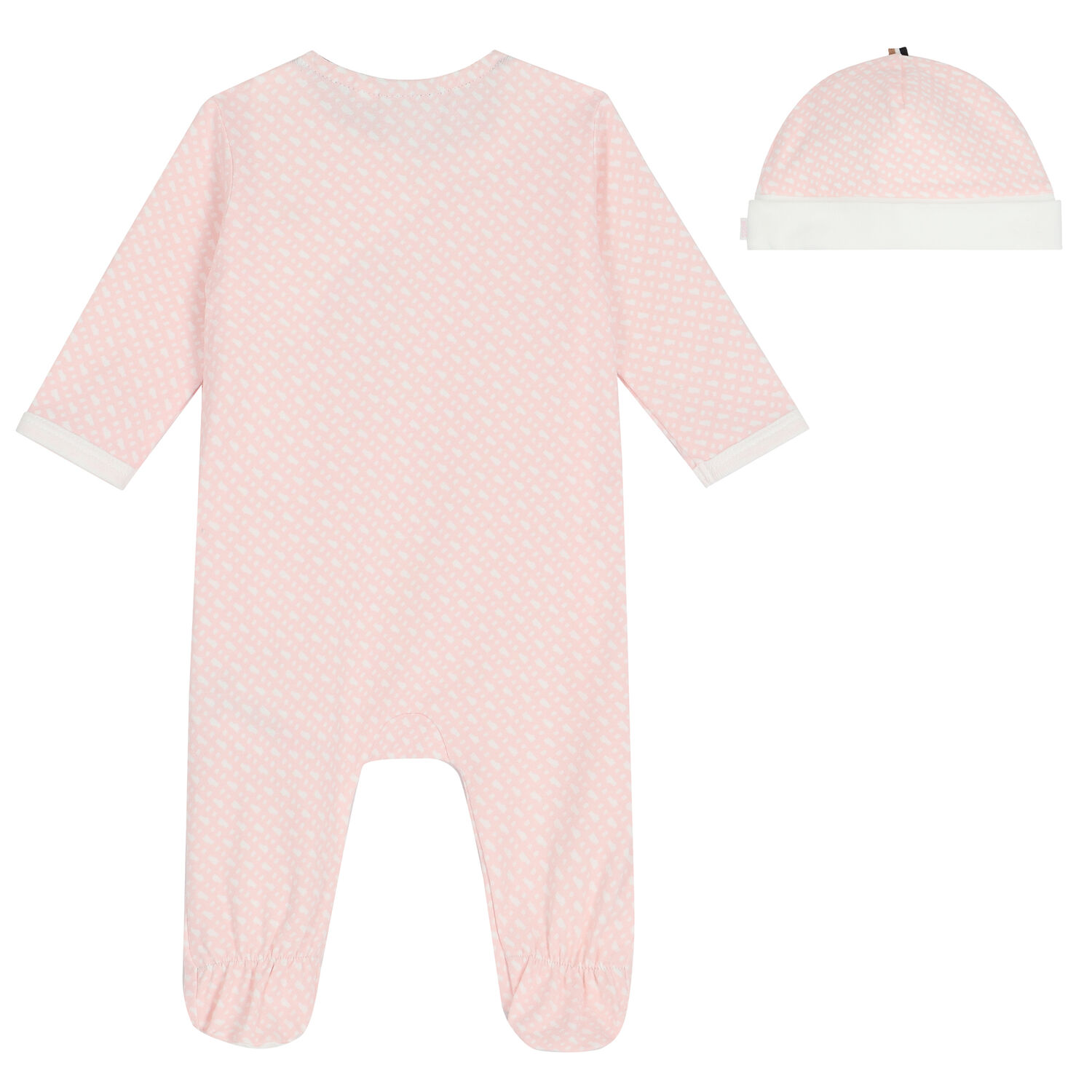 Girls White & Pink Monogram Babygrow & Hat Gift Set, 1, hi-res image number null