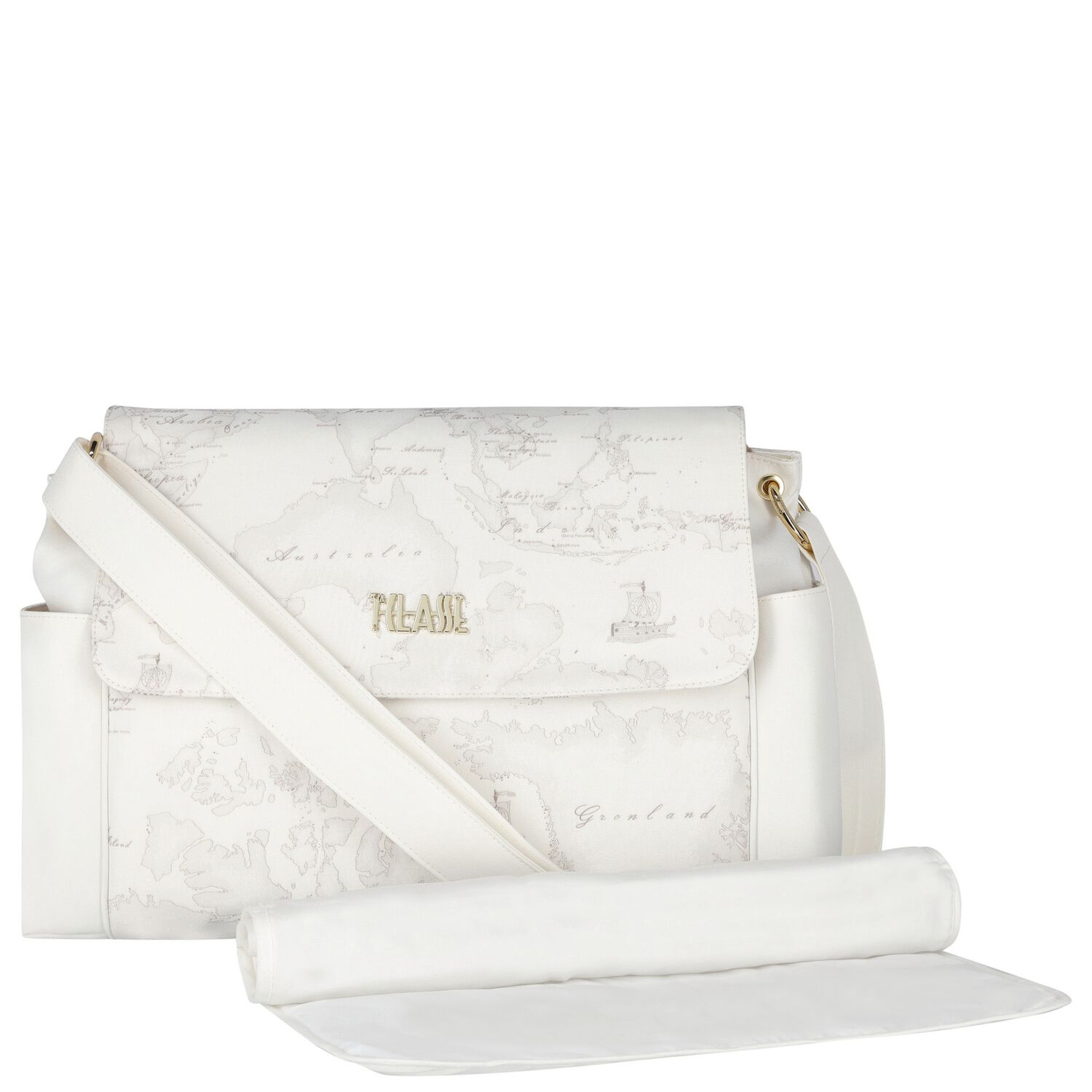 White Geo Map Baby Changing Bag, 3, hi-res