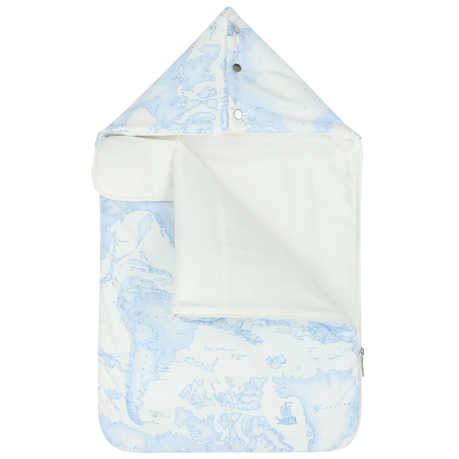 مدس بطبعة خريطة باللون الأزرق والعاجي, 2, hi-res