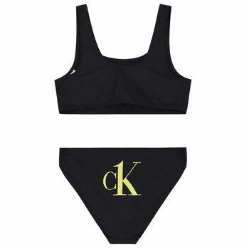 Girls Black Logo Bikini