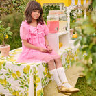 فستان تول بطيات باللون الوردي للبنات, 1, hi-res