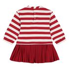 Younger Girls Red & Ivory Striped Dress, 1, hi-res