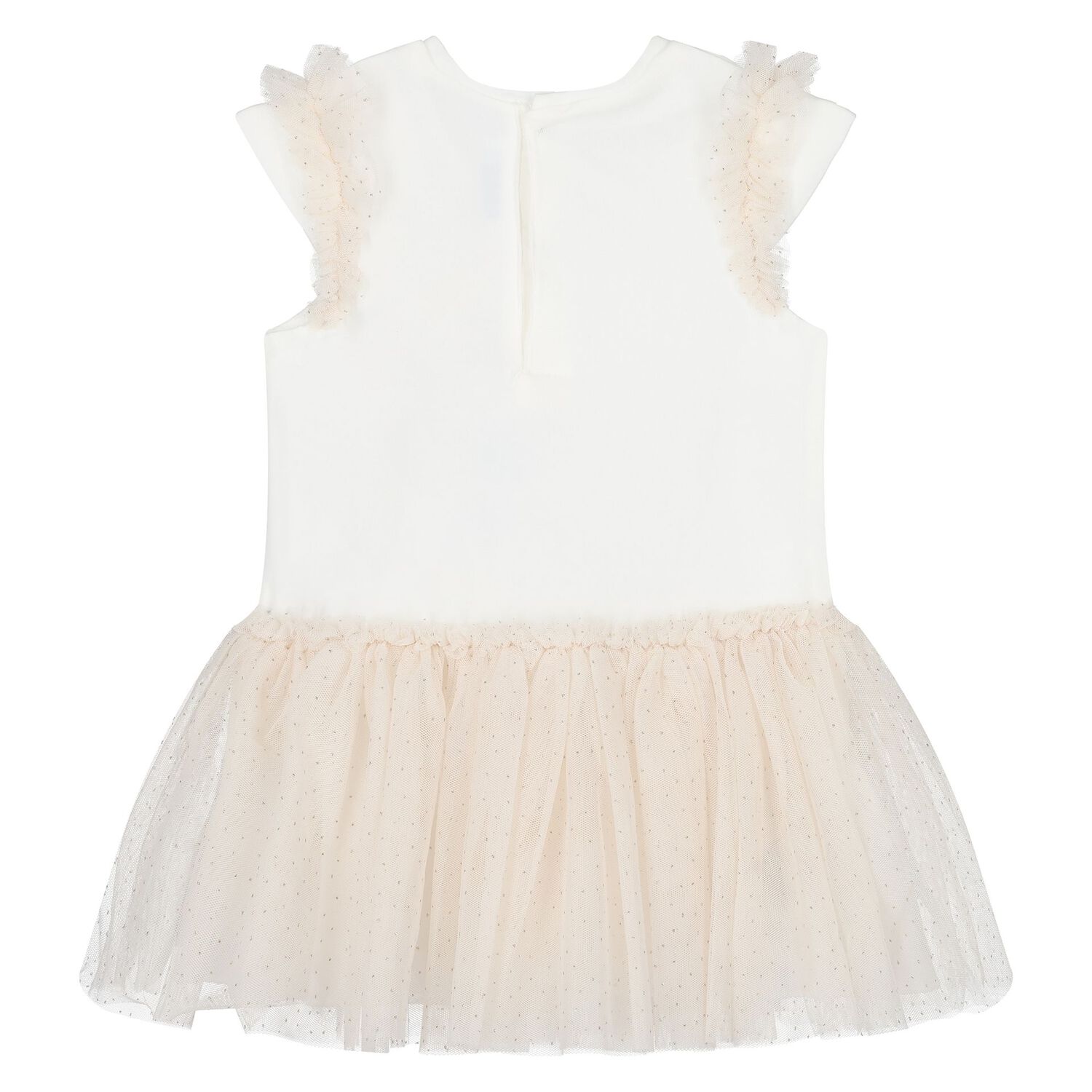 Younger Girls Ivory & Beige Tulle Dress, 2, hi-res image number null