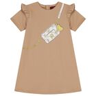 Girls Beige Logo Bag Dress, 2, hi-res