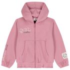 Girls Pink Hooded Zip Up Top, 1, hi-res