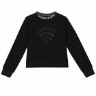 Girls Black Jersey Sweatshirt, 1, hi-res