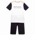 Boys Navy Blue & White Shorts & T-Shirt Set, 1, hi-res