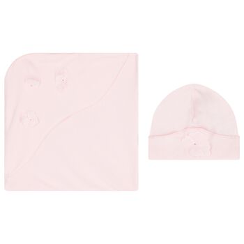 Baby Girls Pink Floral Blanket Set
