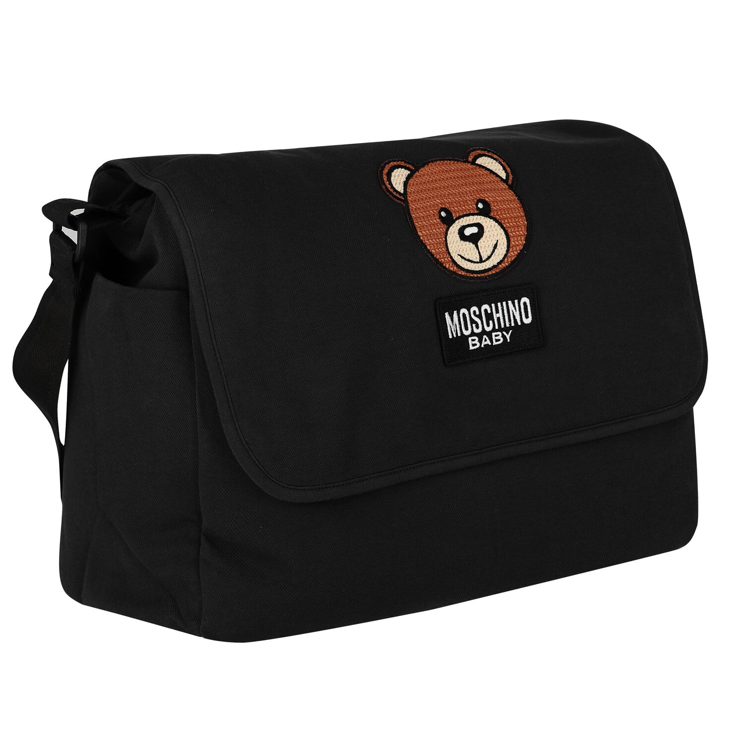 Black Teddy Logo Baby Changing Bag, 3, hi-res