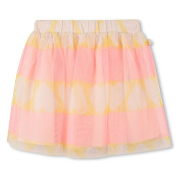 تنورة تول مخططة باللونين الوردي والأصفر للبنات 