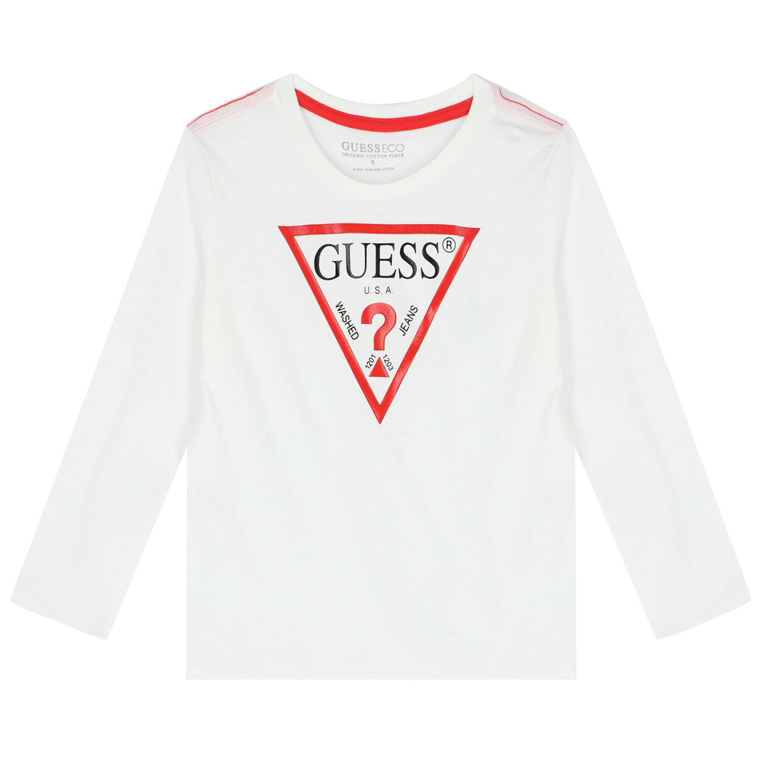 Boys White Logo Long Sleeve Top, 2, hi-res image number null