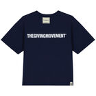 Oversized Navy Logo T-Shirt, 4, hi-res