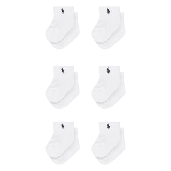 Baby Boys White Logo Socks ( 6-Pack )