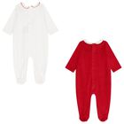 Baby Girls White & Red Babygrows ( 2-Pack ), 2, hi-res