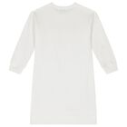 Girls Ivory Teddy Bear Logo Dress, 1, hi-res