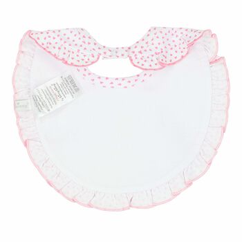 Baby Girls White & Pink Heart Bib