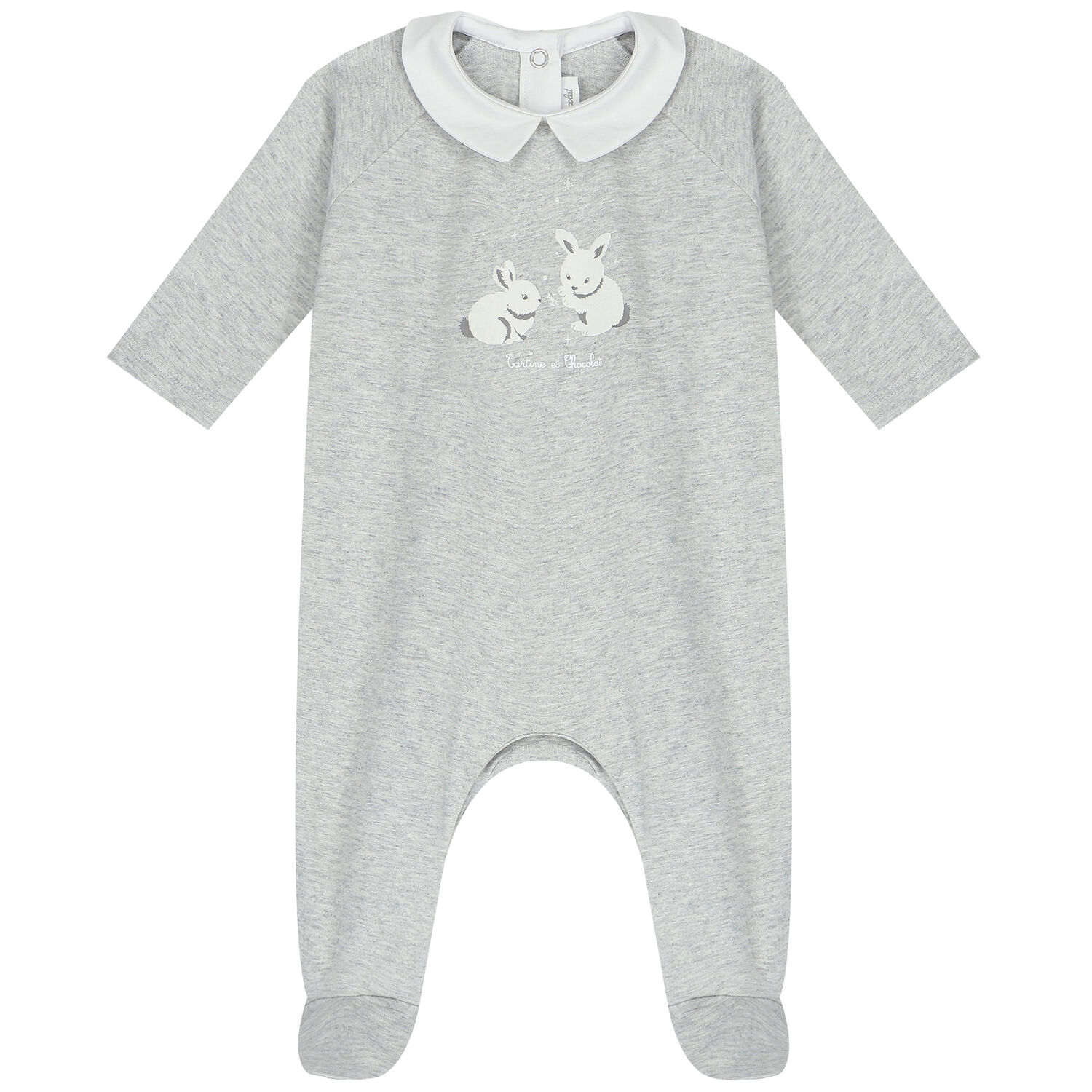 Baby Boys Grey Rabbit & Logo Babygrow, 1, hi-res image number null