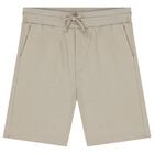 Boys Beige Logo Shorts, 2, hi-res