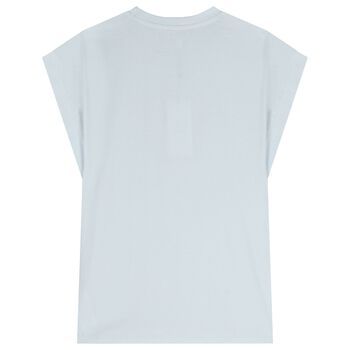 فستان مزين بالزهور باللون الازرق للبنات 