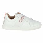 Younger Girls White Logo Trainers, 1, hi-res