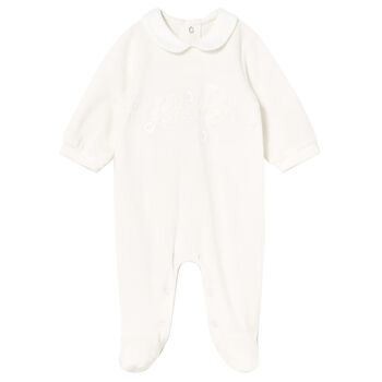 افرول بنات مزين بالزهور باللون الابيض 