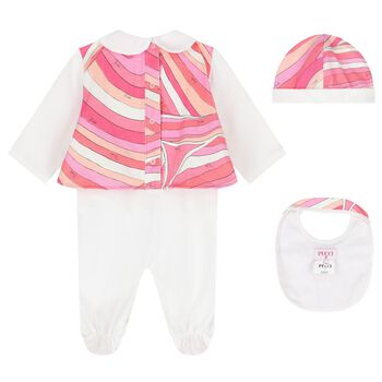Baby Girls Pink & Ivory Iride Babygrow Gift Set