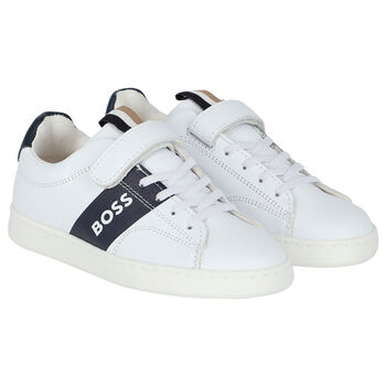 Boys White Logo Trainers