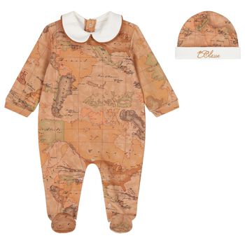 Ivory & Beige Geo Map Babygrow Set
