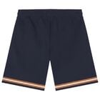 Boys Navy Blue Logo Shorts, 1, hi-res