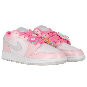 Girls Pink Logo Air Jordan 1 Low SE Trainers