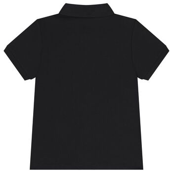 قميص بولو باللون الأسود بشعار للأولاد