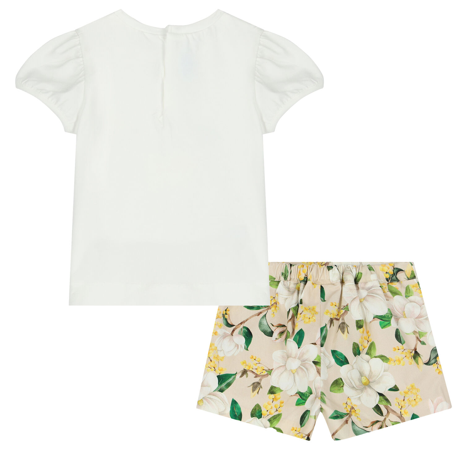 طقم شورت باللون الابيض والبيج للبنات, 1, hi-res