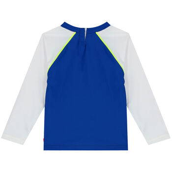 Baby Boys Blue & White Puffer Fish Long Sleeve Rash Vest