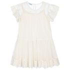 Girls Ivory Embroidered Tulle Dress, 1, hi-res