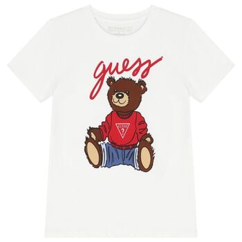 White Teddy Bear Logo T-Shirt