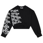 سويتشيرت بنات بالشعار باللون الأسود, 2, hi-res