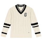 كنزة بنات منسوجة بالشعار باللون العاجي, 1, hi-res