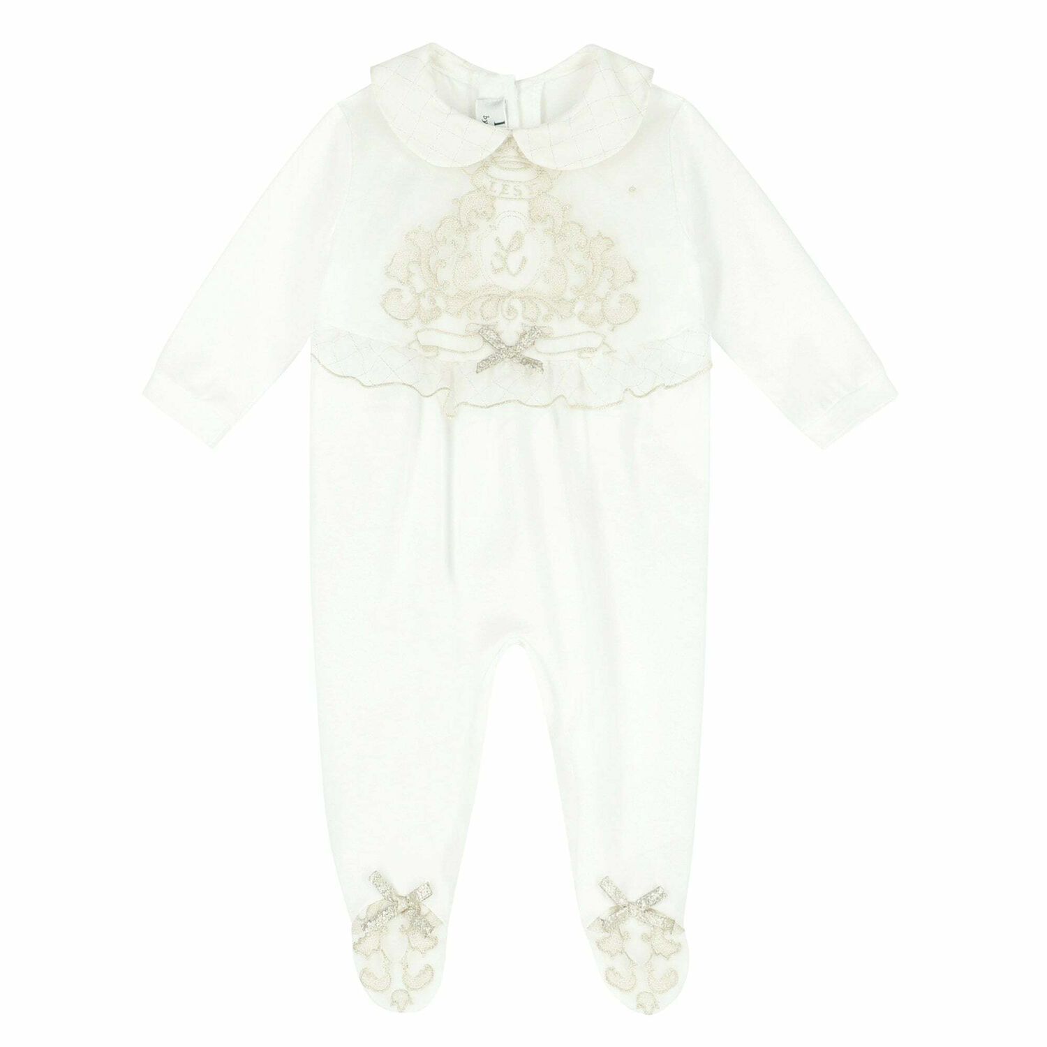 Baby Girls White & Gold Babygrow, 1, hi-res image number null