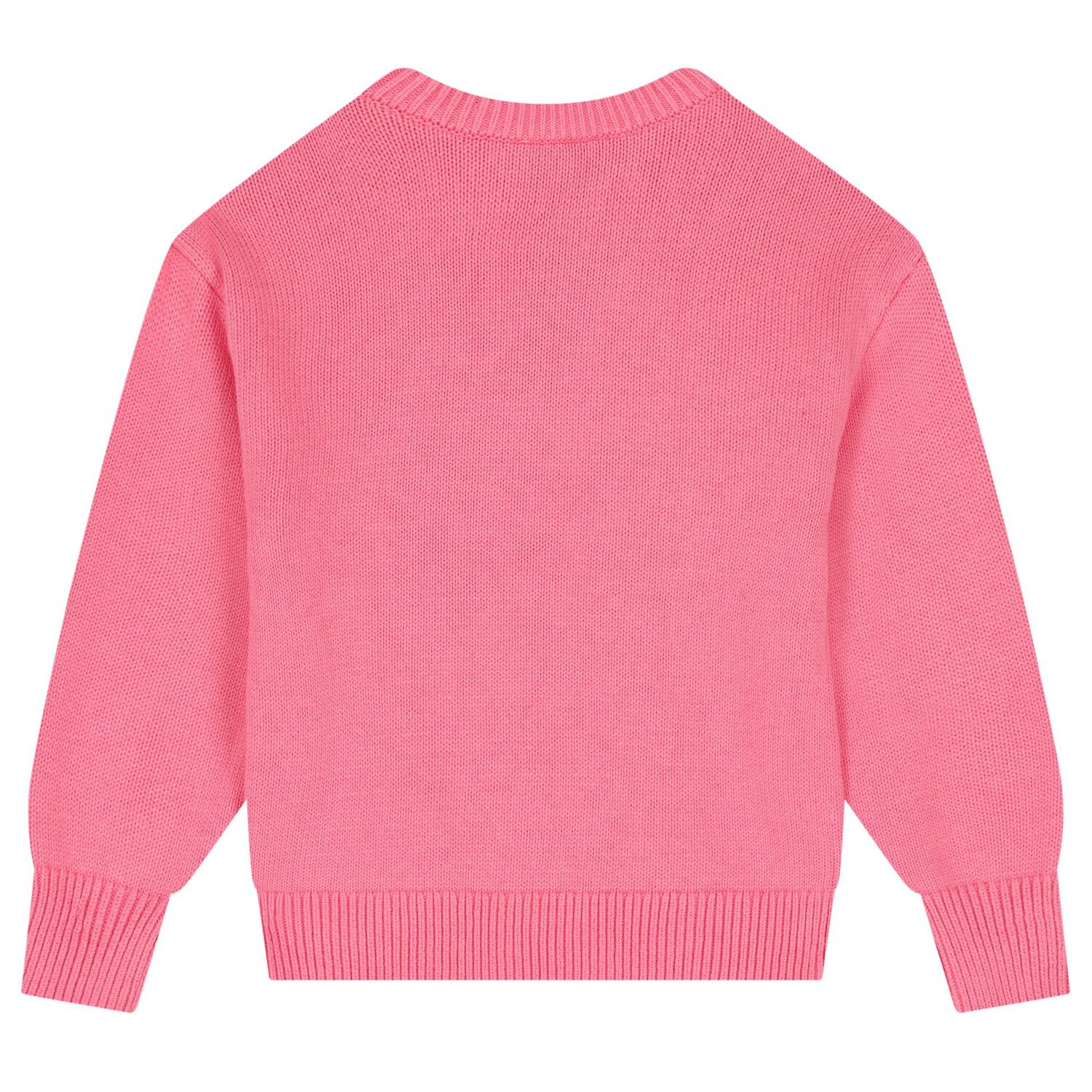 Girls Pink Tiger Logo Knitted Jumper, 1, hi-res