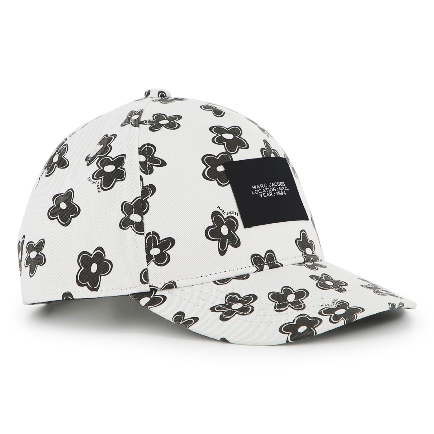 Girls White Flower Cap, 1, hi-res