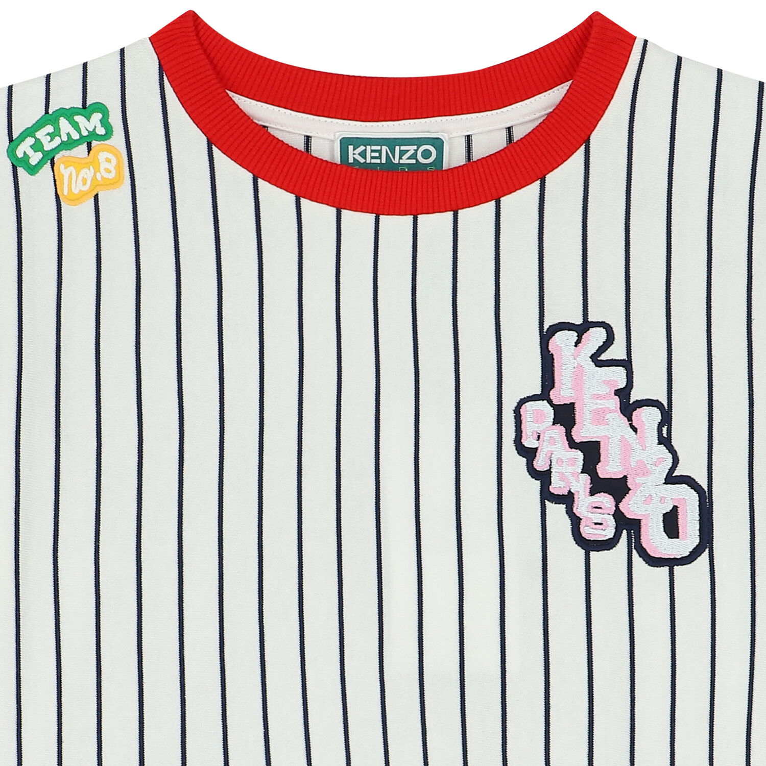 Girls White Logo Striped Dress, 1, hi-res image number null
