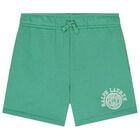 شورت اولاد من القطن بالشعار باللون الاخضر , 1, hi-res