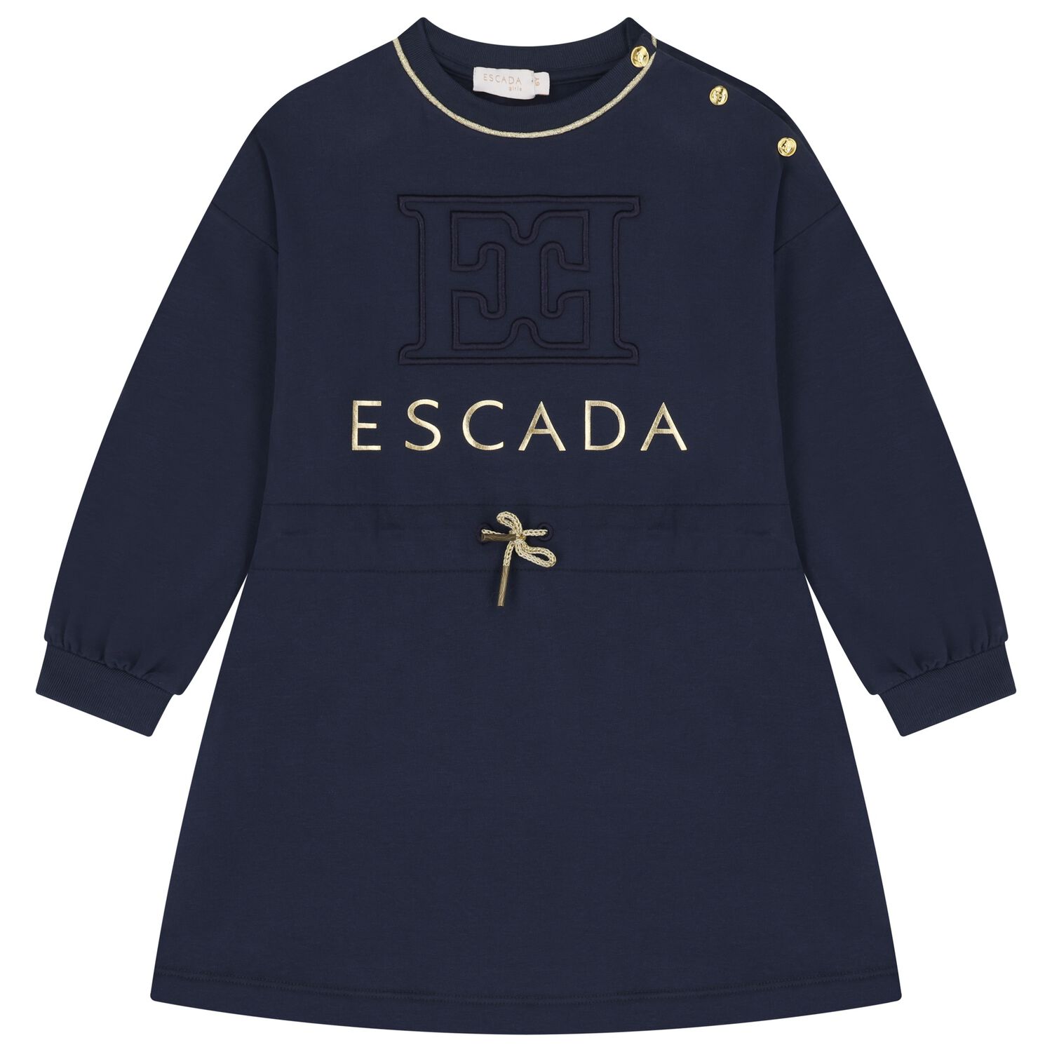Girls Navy Blue Logo Dress, 1, hi-res