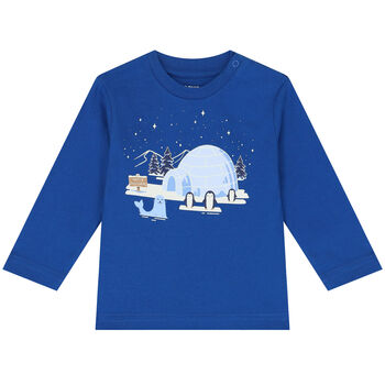 Younger Boys Blue Graphic Long Sleeve Top