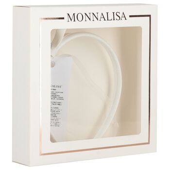 طوق شعر مزين بفيونكة للبنات باللون الأبيض