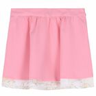 Younger Girls Pink & Ivory Geo Map Skirt, 1, hi-res