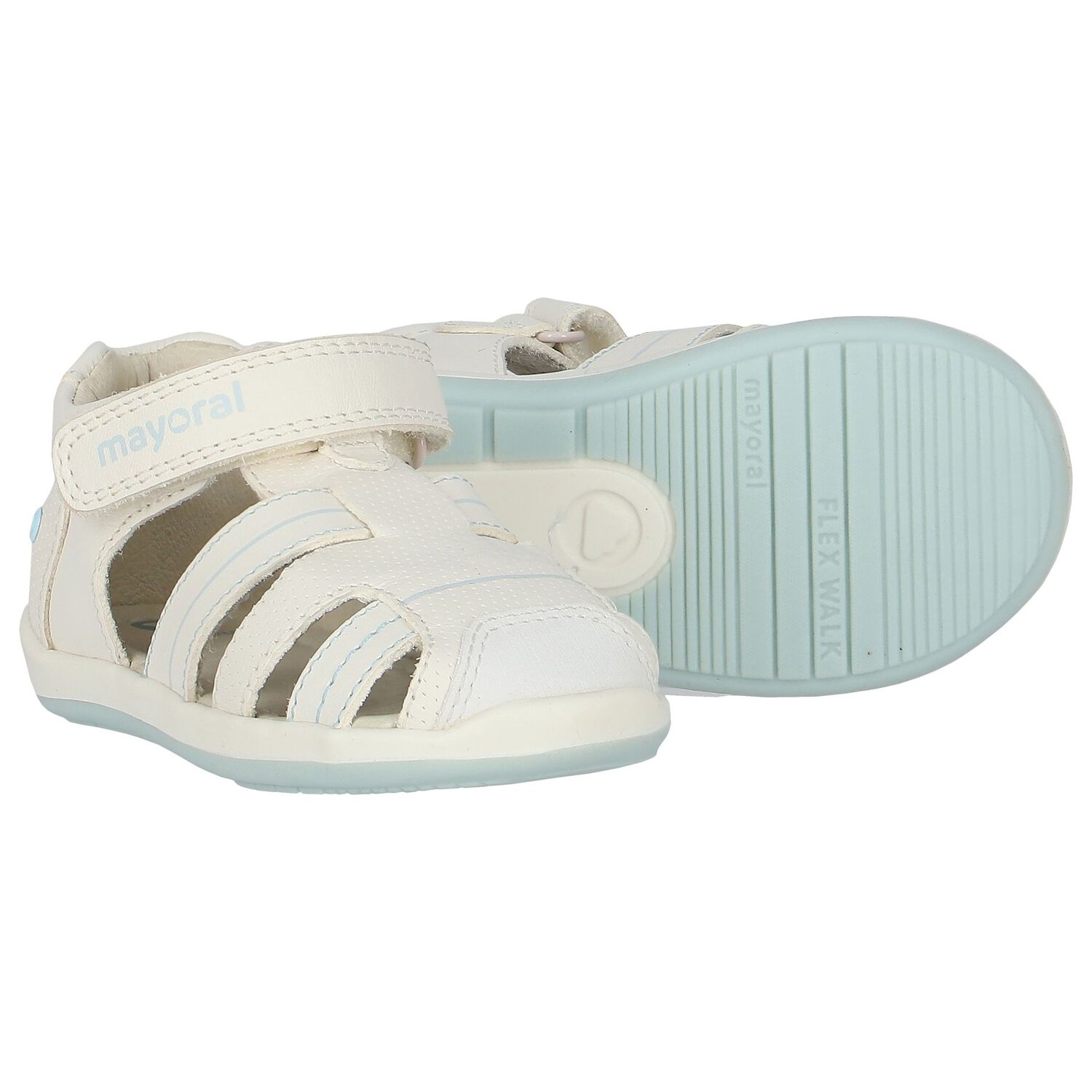 Baby Boys White Logo Sandals, 1, hi-res